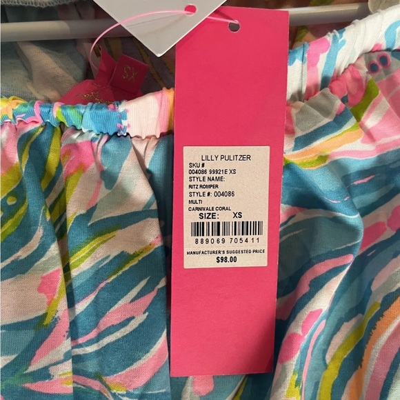 NWT Lilly Pulitzer Ritz Romper in Multi Carnivale Coral Size XS - Picture 3 of 3
